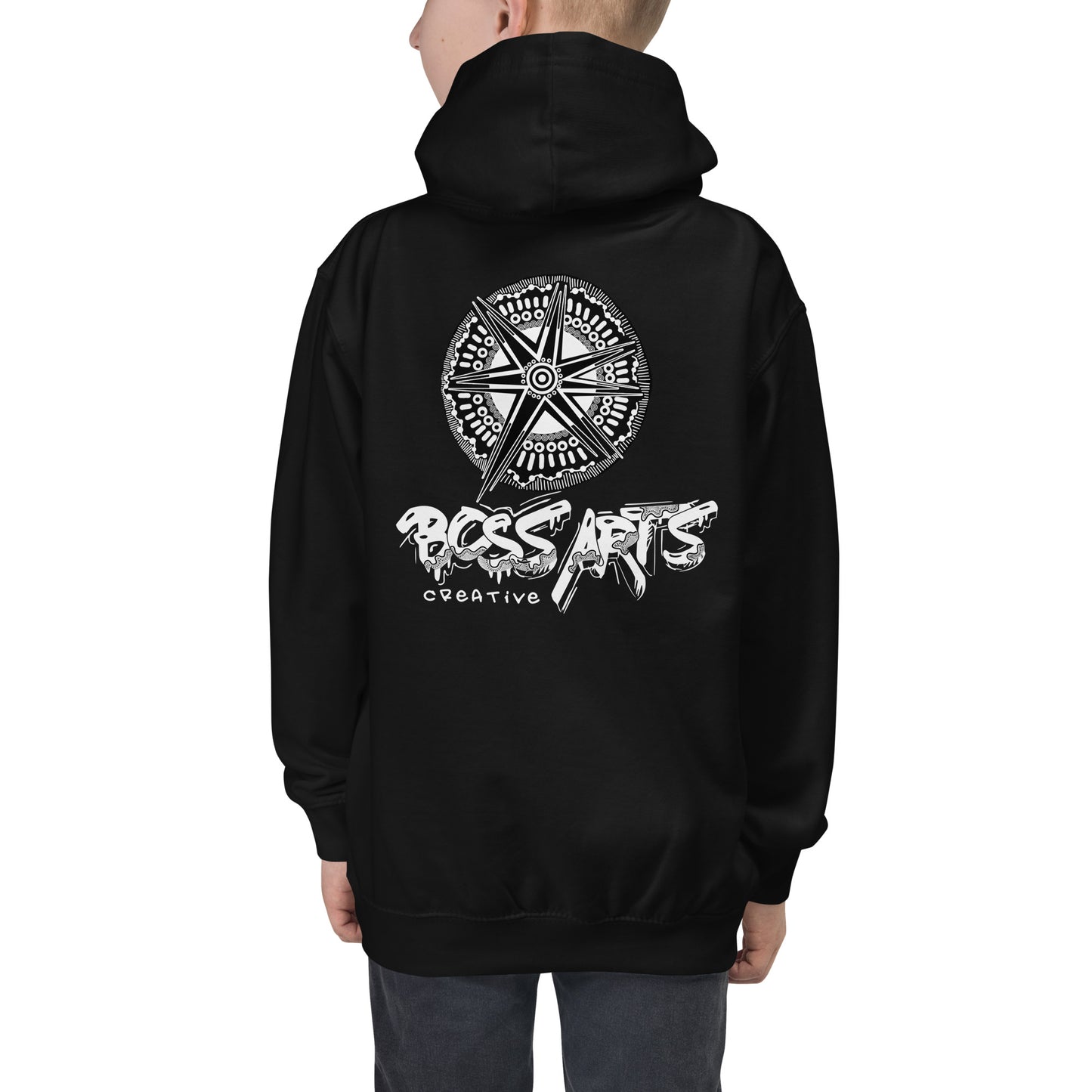 black kids hoodie back view