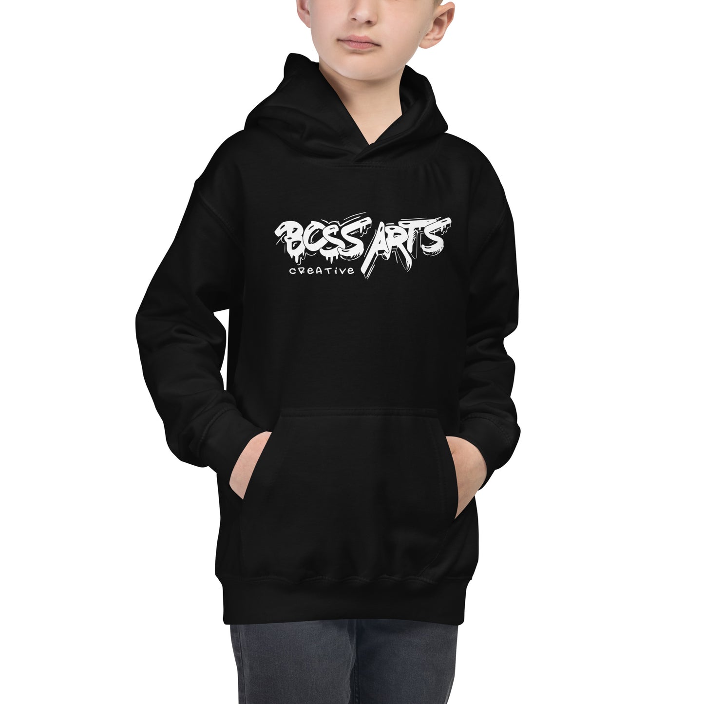 Black kids hoodie front view