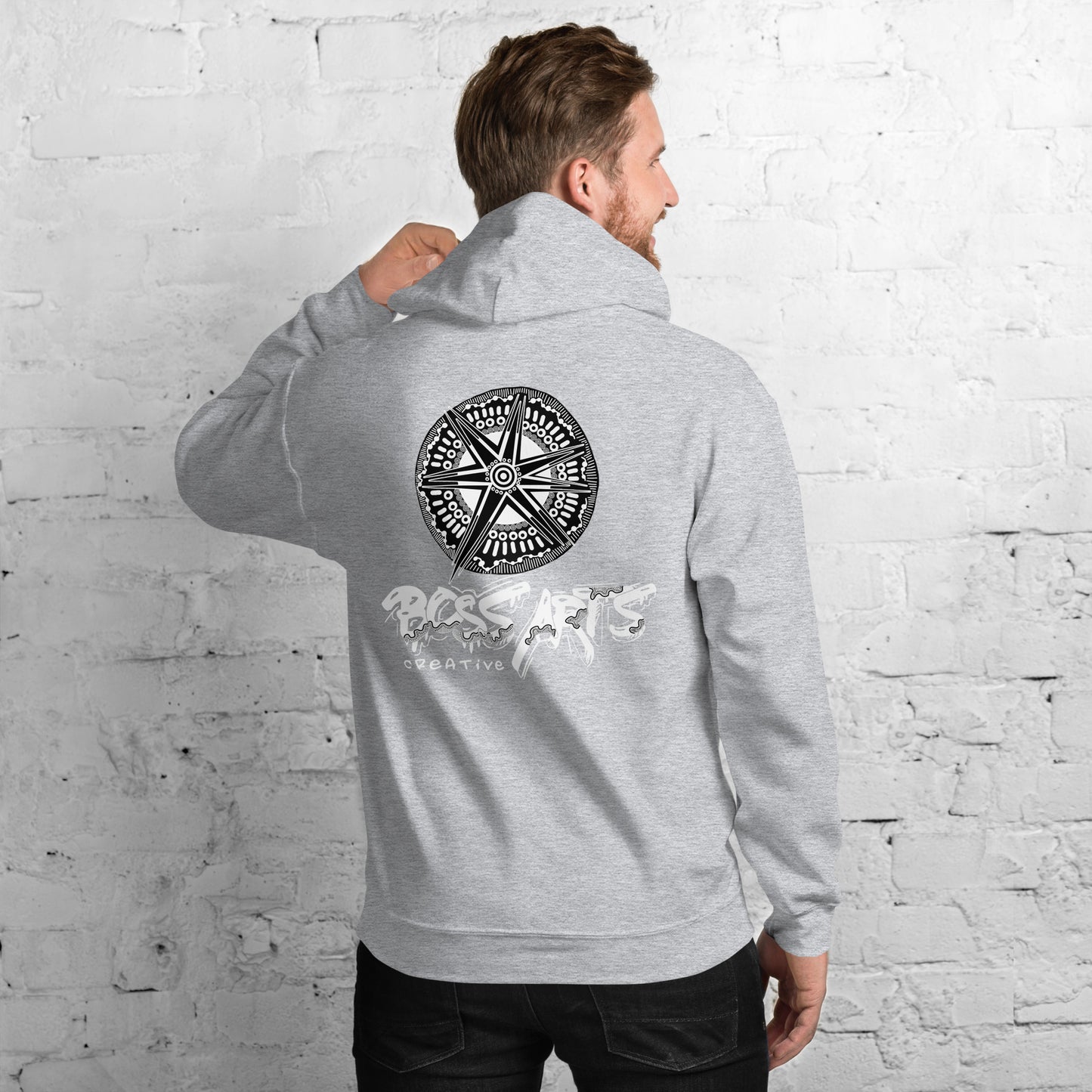 Grey Unisex Adult Hoodie back view