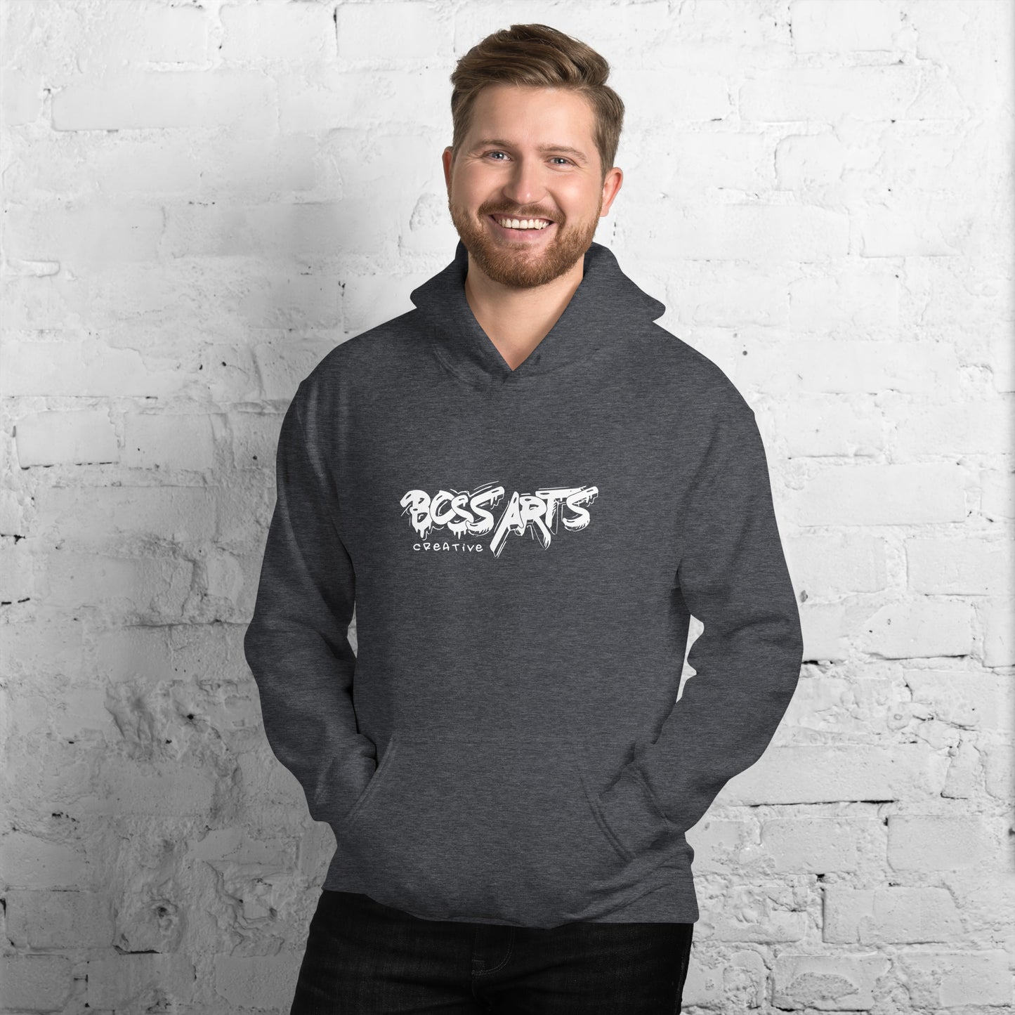 Grey Unisex Adult Hoodie front view