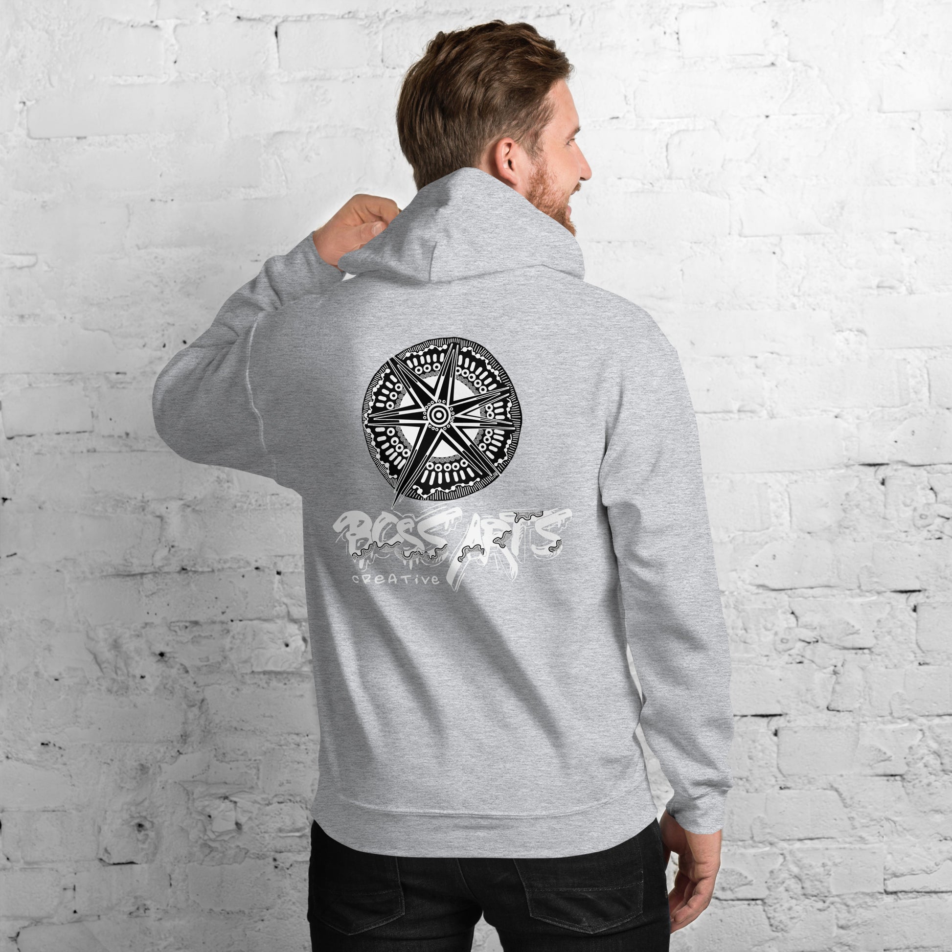 Grey Unisex Adult Hoodie back view