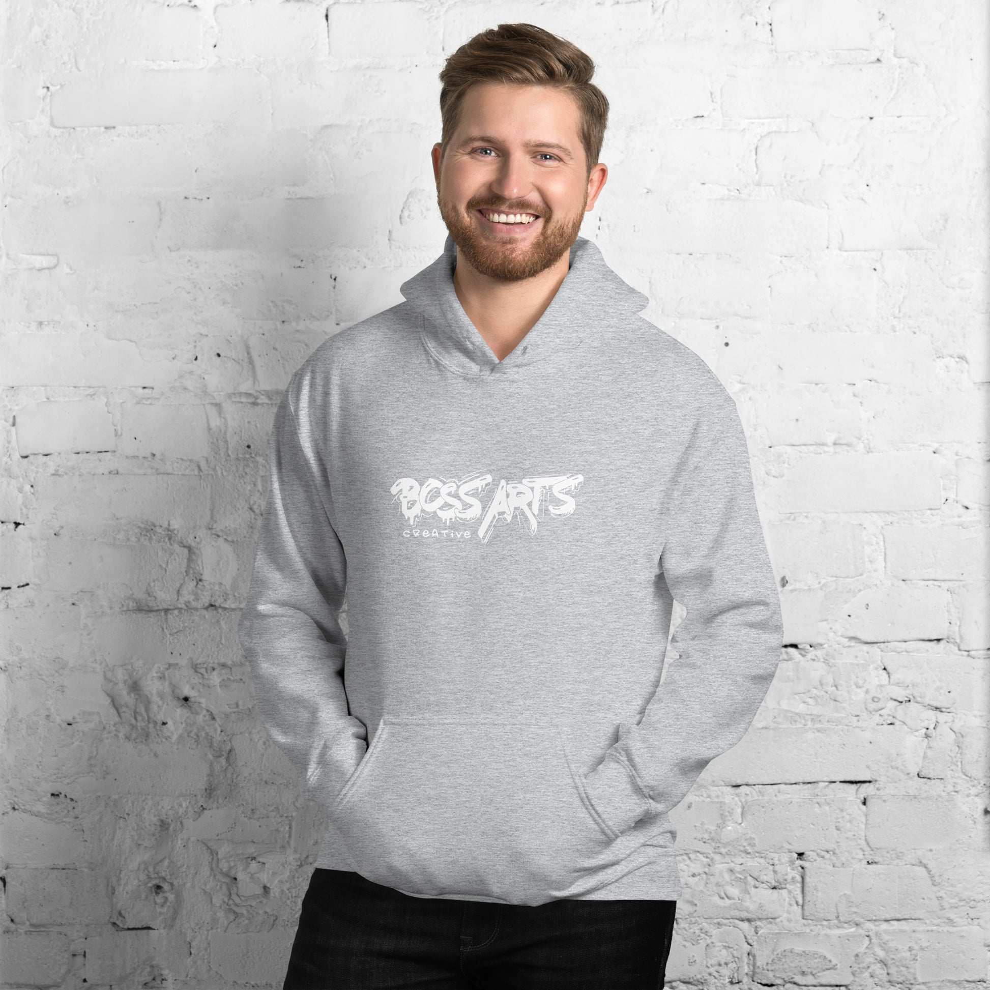 Grey Unisex Adult Hoodie front view
